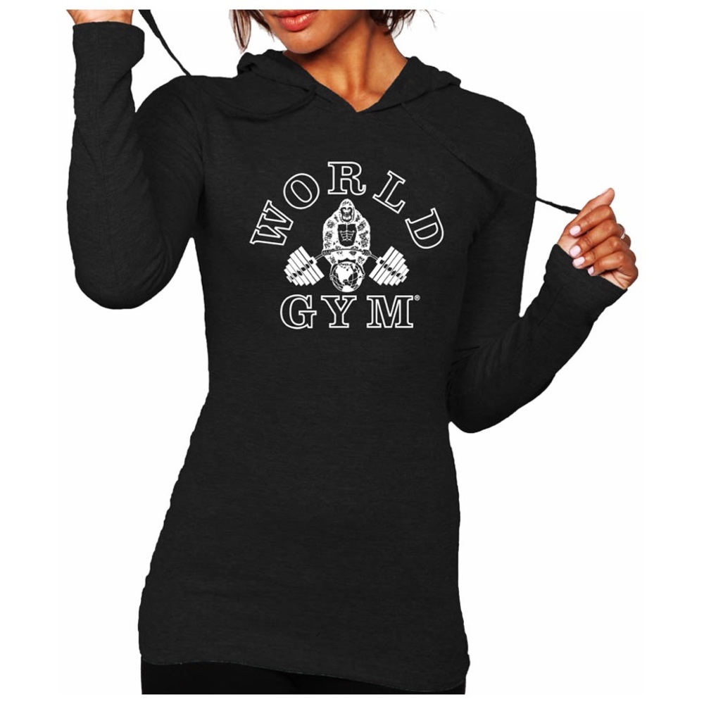 World Gym : size M : black and white thermal ‘fitted’ activewear workout hoodie